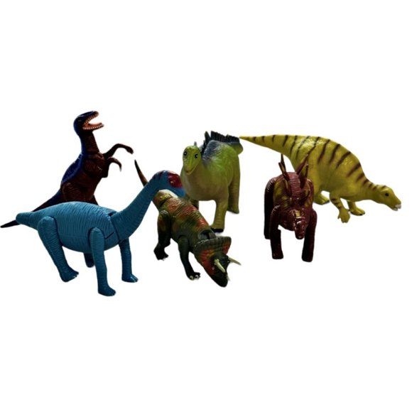 Vintage Dinosaurs Action Figure Toys - Lot of 6 Posable (4) by K&M 2001 & 2004 - Picture 1 of 11